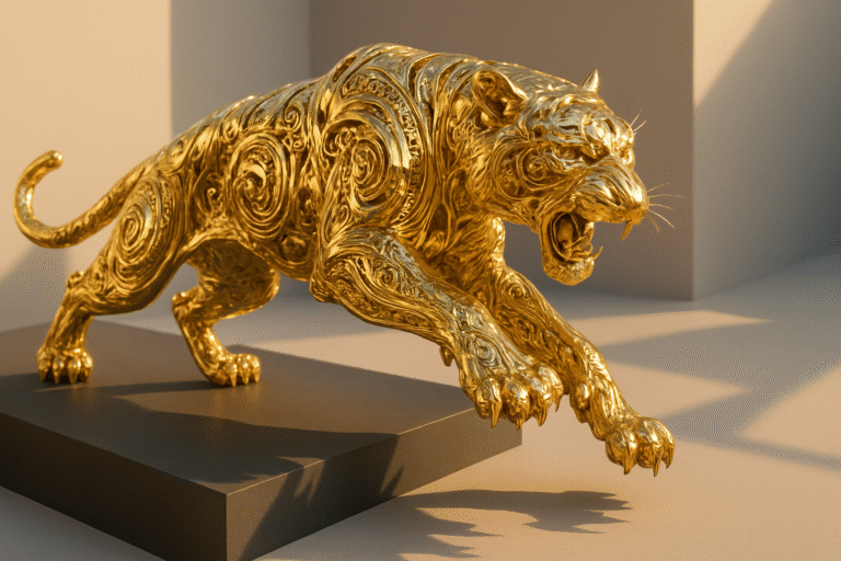 Altın Telkari Kaplan Prompt AI Görsel Üretme Örneği